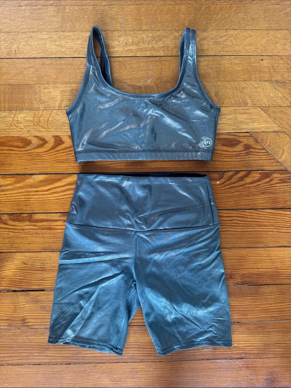 Metallic Sports Bra & Shorts Set